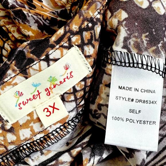 Sweet Generis Strappy Plunging Open Back Maxi Swing Dress Size 3X Bohemian Print - Picture 14 of 14